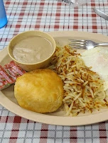 Eggs Biscuit and Gravy and Hash Brown Potatoes